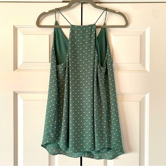 Loft Green Cut-In Cami Top with Blush Pink Tulips, S - Picture 2 of 8